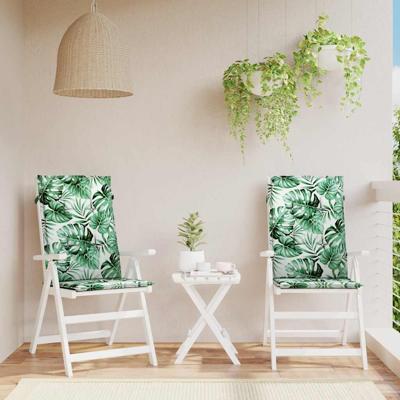 VidaXL Stoelkussens 2 st hoge rug bladpatroon stof VidaXL Stoelkussens 2 st hoge rug bladpatroon stof