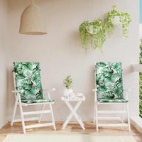 VidaXL Stoelkussens 2 st hoge rug bladpatroon stof