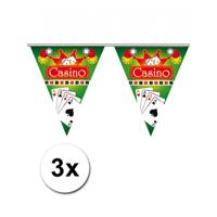Vlaggenlijn Casino - 3x - kunststof - 5 meter - casino/hollywood - themafeest