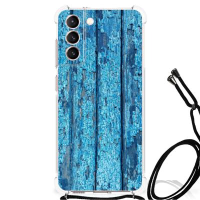 Samsung Galaxy S21 FE Stevig Telefoonhoesje Wood Blue Samsung Galaxy S21 FE Stevig Telefoonhoesje Wood Blue