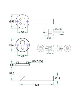 Krukgarn TESSA PL rvs mat Miva WC 8mm noodontgr.