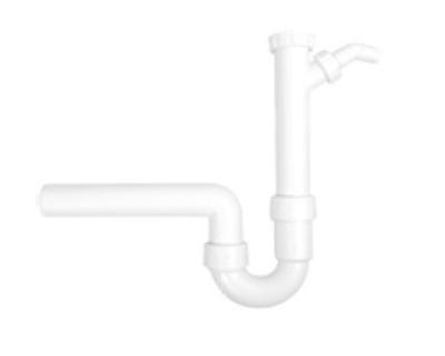 Kirchhoff Kunststof VIEGA spoelbak buisvormige sifon, wit, 1 1/2" H x 50 mm, met 3/4" apparaataansluiting - 102838