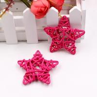 10 stuks 6cm kunstmatige stro bal DIY decoratie rotan sterren Christmas decor Home ornament Supplies (roze)