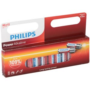 12x Philips AA batterijen power alkaline 1.5 V