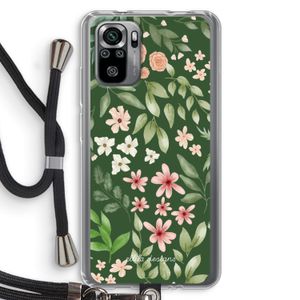 Botanical green sweet flower heaven: Xiaomi Redmi Note 10S Transparant Hoesje met koord