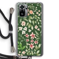 Botanical green sweet flower heaven: Xiaomi Redmi Note 10S Transparant Hoesje met koord