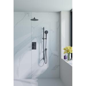 Fortifura Calvi Inbouw Regendoucheset - thermostatisch - wandarm - glijstang - 25cm hoofddouche - ronde handdouche - gladde doucheslang - mat zwart SW496816/SW542644/SW706210/SW720553/SW720560/SW721