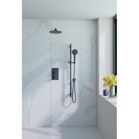 Fortifura Calvi Inbouw Regendoucheset - thermostatisch - wandarm - glijstang - 25cm hoofddouche - ronde handdouche - gladde doucheslang - mat zwart SW496816/SW542644/SW706210/SW720553/SW720560/SW721