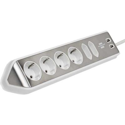 Brennenstuhl Estilo hoekstopcontact 4-voudig met USB-oplaadfunctie stekkerdoos