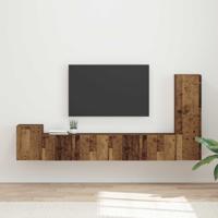 Tv-meubelset Wandgemonteerd 3 pcs Oudhout Bewerkt hout