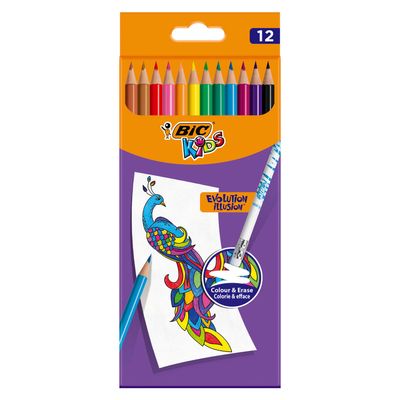 BIC kids evolution uitgumbare kleurpotloden, 12st.