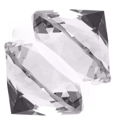 Transparante nep diamanten - 2x stuks - D8 cm - van glas - Namaak edelstenen - Hobby/decoratie/speel