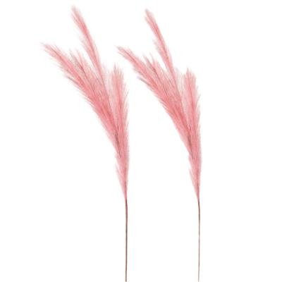 Kunstgras/rietgras/takken/losse steel - 2x - pluimen pampasgras - roze - 80 cm Kunstgras/rietgras/takken/losse steel - 2x - pluimen pampasgras - roze - 80 cm