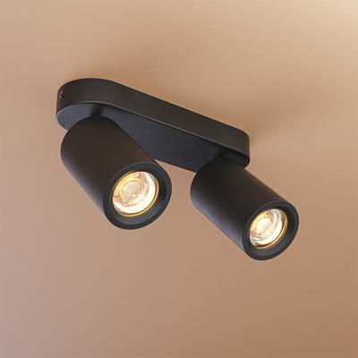 Madona - LED Plafondlamp - 2 spots - Excl. GU10 Fitting - Kantelbaar & Draaibaar - Rechthoekig - Aluminium