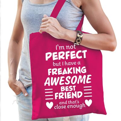Freaking awesome best friend /beste vriend cadeau tas roze dames Freaking awesome best friend /beste vriend cadeau tas roze dames