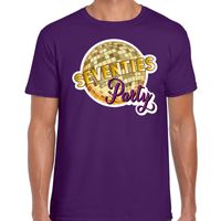 Disco seventies party feest t-shirt paars voor heren - thumbnail