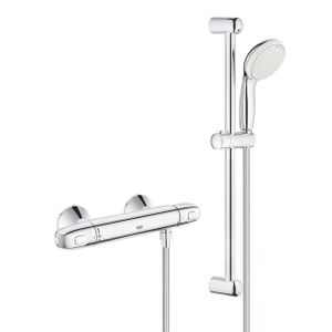 GROHE Grohtherm 1000 Thermostatische douchemengkraan 1/2" met douchegarnituur hoh 15cm met koppelingen chroom 34820004