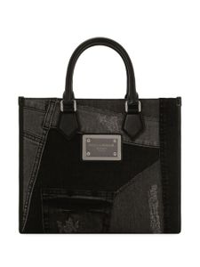 Dolce & Gabbana sac porté épaule à plaque logo - Noir