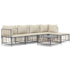 The Living Store Loungeset Modern - Antraciet - Poly rattan - 72 x 72 x 66 cm (B x D x H) - Weerbestendig