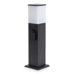 HOFTRONIC™ Rustic S - Buitenstopcontact paal 42cm - 2 stopcontacten - Tuinstopcontact - IP44 voor buiten - Tuinlantaarn - Zwart - E27 fitting