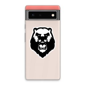 Angry Bear (white): Google Pixel 6 Transparant Hoesje