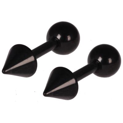 Edelstaal dames oorbellen Spike Ball Zwart