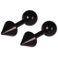 Edelstaal dames oorbellen Spike Ball Zwart