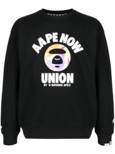 AAPE BY *A BATHING APE® sweat en coton mélangé à imprimé graphique - Noir