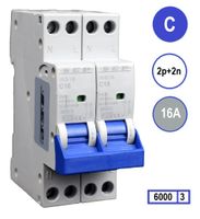 SEP kookgroep 2x230V Installatie automaat C16 2polig+n 6kA 36mm breed voor elektrische kookplaat