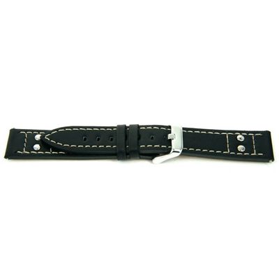 Horlogeband Universeel F165 Leder Zwart 18mm