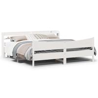 Bedframe met hoofdbord massief grenenhout wit 180x200 cm
