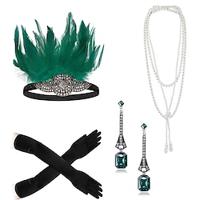 Jaren 1920 Gatsby Outfits Jaren '20 flapper hoofdband The Great Gatsby Dames Zonder Kraag Halloween Feest Maskerade Festival Handschoenen Lightinthebox - thumbnail