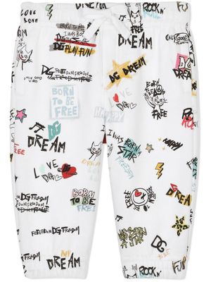 Dolce & Gabbana Kids pantalon de jogging à imprimé graphique - Blanc