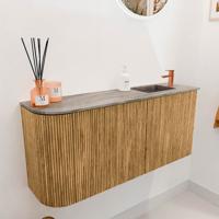 Toiletmeubel Mondiaz Joya Dlux | 91.6 cm | Meubelkleur Oak | Faye wastafel Oza Wasbak Rechts | 1 kraangat