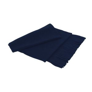 Fleece sjaal met franjes volwassenen marineblauw 160 cm