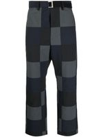 sacai pantalon chino en coton à imprimé damier - Noir