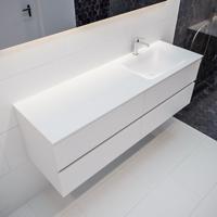 Mondiaz Vica Cloud badmeubel wit mat 150 cm 4 lades solid surface enkele spoelbak rechts 1 kraangat