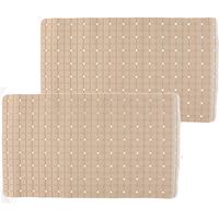 2x stuks badmatten/douchematten anti-slip beige vierkant patroon 69 x 39 cm