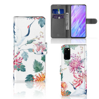 Samsung Galaxy S20 Telefoonhoesje met Pasjes Bird Flowers