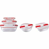 Set van stapelbare en luchtdichte voedselcontainers Pyrex Cook & Heat Rood Rechthoekig 5 Onderdelen