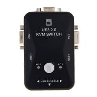 KVM-21UA 2 ports USB KVM Switch Box met controleknop voor PC toetsenbord muis Monitor(zwart)