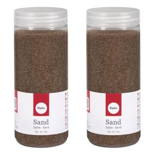 Hobby Fijn decoratie zand korrels - 2x - bruin - 475 ml - zandkorrels - knutselmateriaal