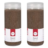 Hobby Fijn decoratie zand korrels - 2x - bruin - 475 ml - zandkorrels - knutselmateriaal