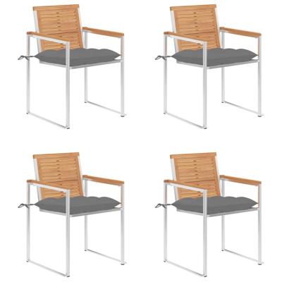 Tuinstoelen 4 st met kussens massief teakhout