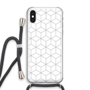 Zwart-witte kubussen: iPhone XS Transparant Hoesje met koord