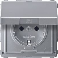 Merten Aquadesign 1-voudig stopcontact kinderveilig met klapdeksel aluminium MTN2310-7260