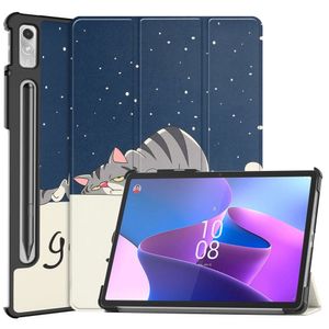 Lunso - Lenovo Tab P11 Pro Gen 2 (2e generatie) - Tri-Fold Bookcase hoes - Lazy Cat