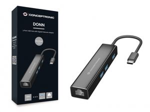 Conceptronic DONN07B interface hub USB 3.2 Gen 1 (3.1 Gen 1) Type-C 5000 Mbit/s Zwart