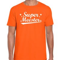 Super meester fun t-shirt oranje voor heren - Einde schooljaar/ meesterdag cadeau 2XL  -