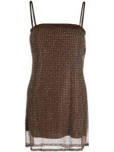 Alexander Wang robe courte à ornements de perles - Marron